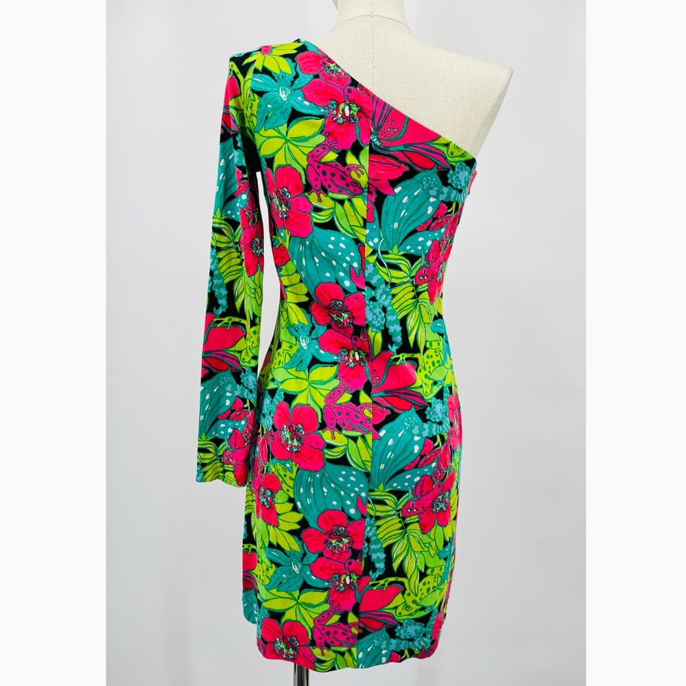 Lilly Pulitzer Whitaker Skip in It dress one shoulder long sleeve floral Size Sm - Picture 5 of 8